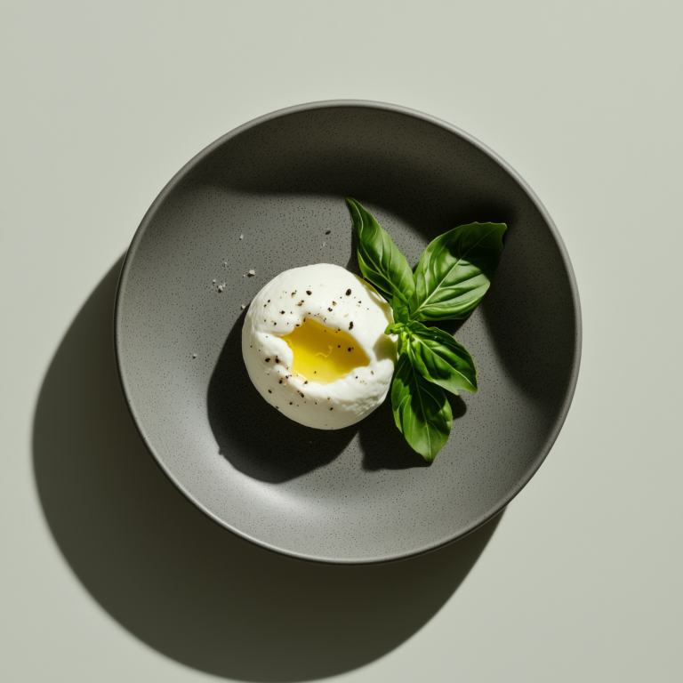 burrata med olivolja och basilika blad